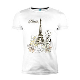 Мужская футболка премиум с принтом Paris (2) в Белгороде, 92% хлопок, 8% лайкра | приталенный силуэт, круглый вырез ворота, длина до линии бедра, короткий рукав | башня | париж | парижане | франция | французский | французы | эйфелева