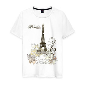 Мужская футболка хлопок с принтом Paris (2) в Белгороде, 100% хлопок | прямой крой, круглый вырез горловины, длина до линии бедер, слегка спущенное плечо. | башня | париж | парижане | франция | французский | французы | эйфелева