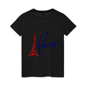Женская футболка хлопок с принтом Paris (3) в Белгороде, 100% хлопок | прямой крой, круглый вырез горловины, длина до линии бедер, слегка спущенное плечо | france | paris | европа | париж | франция | французский | эйфелева башня