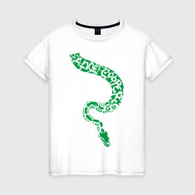 Женская футболка хлопок с принтом Alice Cooper змея в Белгороде, 100% хлопок | прямой крой, круглый вырез горловины, длина до линии бедер, слегка спущенное плечо | alice cooper | rock | змейка | змея | музыка | панк | рок | элис купер | элис купер змея