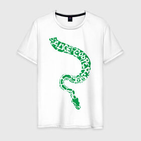 Мужская футболка хлопок с принтом Alice Cooper змея в Белгороде, 100% хлопок | прямой крой, круглый вырез горловины, длина до линии бедер, слегка спущенное плечо. | Тематика изображения на принте: alice cooper | rock | змейка | змея | музыка | панк | рок | элис купер | элис купер змея
