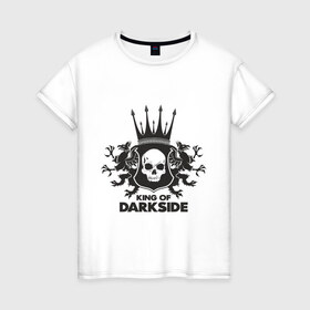 Женская футболка хлопок с принтом King of Dark Side в Белгороде, 100% хлопок | прямой крой, круглый вырез горловины, длина до линии бедер, слегка спущенное плечо | king of dark side | король темной стороны | череп
