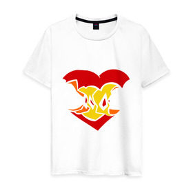 Мужская футболка хлопок с принтом Огрызок яблока в Белгороде, 100% хлопок | прямой крой, круглый вырез горловины, длина до линии бедер, слегка спущенное плечо. | любовь | огрызок | огрызок яблока | сердце | яблоко