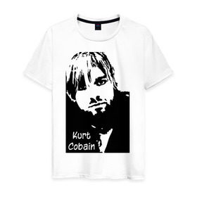 Мужская футболка хлопок с принтом Курт Кобейн в Белгороде, 100% хлопок | прямой крой, круглый вырез горловины, длина до линии бедер, слегка спущенное плечо. | kurt cobain | nirvana | курт кобейн | нирвана