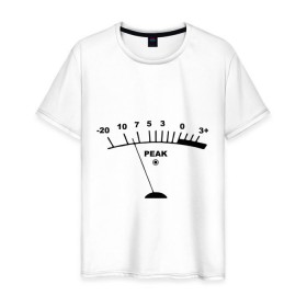 Мужская футболка хлопок с принтом Peak в Белгороде, 100% хлопок | прямой крой, круглый вырез горловины, длина до линии бедер, слегка спущенное плечо. | peak | басы | громкость | звуки | пик | прибор