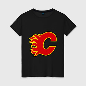 Женская футболка хлопок с принтом Calgary Flames McDonald в Белгороде, 100% хлопок | прямой крой, круглый вырез горловины, длина до линии бедер, слегка спущенное плечо | 