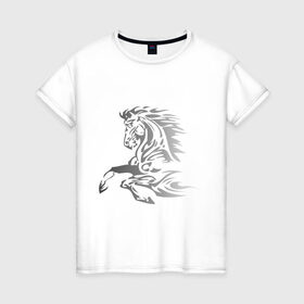 Женская футболка хлопок с принтом Лошадка в Белгороде, 100% хлопок | прямой крой, круглый вырез горловины, длина до линии бедер, слегка спущенное плечо | 