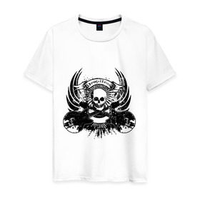 Мужская футболка хлопок с принтом Drop head skull в Белгороде, 100% хлопок | прямой крой, круглый вырез горловины, длина до линии бедер, слегка спущенное плечо. | скелет