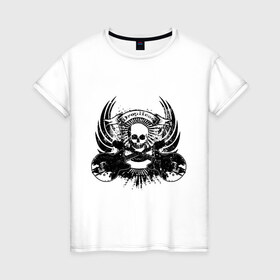 Женская футболка хлопок с принтом Drop head skull в Белгороде, 100% хлопок | прямой крой, круглый вырез горловины, длина до линии бедер, слегка спущенное плечо | скелет