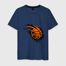 Мужская футболка хлопок с принтом Basket в Белгороде, 100% хлопок | прямой крой, круглый вырез горловины, длина до линии бедер, слегка спущенное плечо. | basketball | баскетбольный мяч