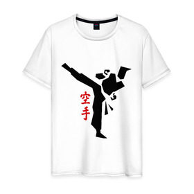 Мужская футболка хлопок с принтом Карате (2) в Белгороде, 100% хлопок | прямой крой, круглый вырез горловины, длина до линии бедер, слегка спущенное плечо. | каратэ