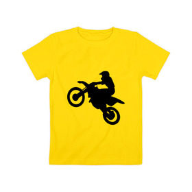 Детская футболка хлопок с принтом Мотоцикл (мотокросс) в Белгороде, 100% хлопок | круглый вырез горловины, полуприлегающий силуэт, длина до линии бедер | байк | байкер | мото | мотогонки | мотокросс | мотоцикл