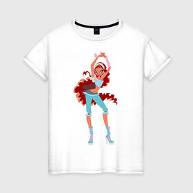 Женская футболка хлопок с принтом Лейла в Белгороде, 100% хлопок | прямой крой, круглый вырез горловины, длина до линии бедер, слегка спущенное плечо | winx | винкс | лейлалейла