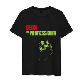 Мужская футболка хлопок с принтом Leon the Professional в Белгороде, 100% хлопок | прямой крой, круглый вырез горловины, длина до линии бедер, слегка спущенное плечо. | 