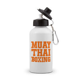 Бутылка спортивная с принтом Muay Thai Boxing в Белгороде, металл | емкость — 500 мл, в комплекте две пластиковые крышки и карабин для крепления | емельяненко | муай тай