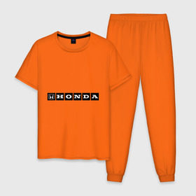 Мужская пижама хлопок с принтом Honda (3) в Белгороде, 100% хлопок | брюки и футболка прямого кроя, без карманов, на брюках мягкая резинка на поясе и по низу штанин
 | логотип | машины | хонда