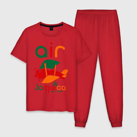 Мужская пижама хлопок с принтом Самолетик в Белгороде, 100% хлопок | брюки и футболка прямого кроя, без карманов, на брюках мягкая резинка на поясе и по низу штанин
 | jamaica | самолет | самолетик | ямайка