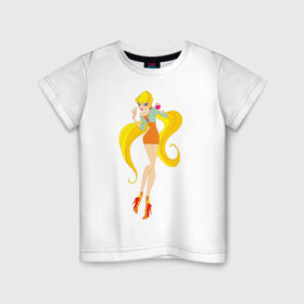 Детская футболка хлопок с принтом Stella в Белгороде, 100% хлопок | круглый вырез горловины, полуприлегающий силуэт, длина до линии бедер | stella | stellaвинкс | winx | стелла