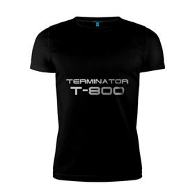 Мужская футболка премиум с принтом Терминатор Т-800 в Белгороде, 92% хлопок, 8% лайкра | приталенный силуэт, круглый вырез ворота, длина до линии бедра, короткий рукав | terminator | терминатор