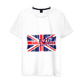 Мужская футболка хлопок с принтом England Urban flag в Белгороде, 100% хлопок | прямой крой, круглый вырез горловины, длина до линии бедер, слегка спущенное плечо. | 5262 | england | gb | uk | urban style | англия | британия | британский флаг | великобритания | флаги