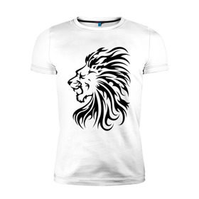 Мужская футболка премиум с принтом Лев чандр в Белгороде, 92% хлопок, 8% лайкра | приталенный силуэт, круглый вырез ворота, длина до линии бедра, короткий рукав | голова льва | лев | лев чандр