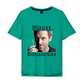 Мужская футболка хлопок Oversize с принтом House idea в Белгороде, 100% хлопок | свободный крой, круглый ворот, “спинка” длиннее передней части | everybody lies | haus | house | все лгут | доктор | хауз | хаус | хью лори