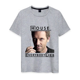 Мужская футболка хлопок с принтом House idea в Белгороде, 100% хлопок | прямой крой, круглый вырез горловины, длина до линии бедер, слегка спущенное плечо. | everybody lies | haus | house | все лгут | доктор | хауз | хаус | хью лори