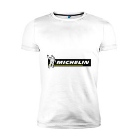 Мужская футболка премиум с принтом Michelin в Белгороде, 92% хлопок, 8% лайкра | приталенный силуэт, круглый вырез ворота, длина до линии бедра, короткий рукав | michelin | авто | авто2012 | автомобили | машины | мишлен | тачки | тюнинг | шины мишлен