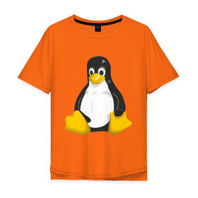 Мужская футболка хлопок Oversize с принтом Linux (7) в Белгороде, 100% хлопок | свободный крой, круглый ворот, “спинка” длиннее передней части | пингвин