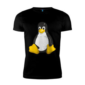 Мужская футболка премиум с принтом Linux (7) в Белгороде, 92% хлопок, 8% лайкра | приталенный силуэт, круглый вырез ворота, длина до линии бедра, короткий рукав | пингвин
