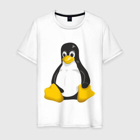 Мужская футболка хлопок с принтом Linux (7) в Белгороде, 100% хлопок | прямой крой, круглый вырез горловины, длина до линии бедер, слегка спущенное плечо. | пингвин