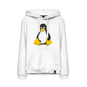 Мужская толстовка хлопок с принтом Linux (7) в Белгороде, френч-терри, мягкий теплый начес внутри (100% хлопок) | карман-кенгуру, эластичные манжеты и нижняя кромка, капюшон с подкладом и шнурком | пингвин