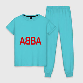 Женская пижама хлопок с принтом ABBA в Белгороде, 100% хлопок | брюки и футболка прямого кроя, без карманов, на брюках мягкая резинка на поясе и по низу штанин | 70е | 80е | abba | абба | группа | квартет | музыка | музыкальные группы | поп музыка