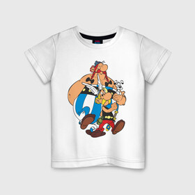 Детская футболка хлопок с принтом Asterix&Obelix (3) в Белгороде, 100% хлопок | круглый вырез горловины, полуприлегающий силуэт, длина до линии бедер | астерикс | астерикс и обеликс | обеликс