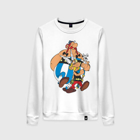 Женский свитшот хлопок с принтом Asterix&Obelix (3) в Белгороде, 100% хлопок | прямой крой, круглый вырез, на манжетах и по низу широкая трикотажная резинка  | астерикс | астерикс и обеликс | обеликс