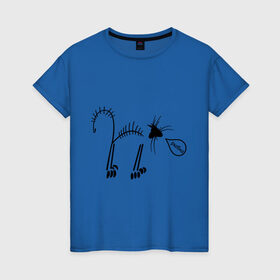 Женская футболка хлопок с принтом Кот рыбак в Белгороде, 100% хлопок | прямой крой, круглый вырез горловины, длина до линии бедер, слегка спущенное плечо | кот рыбаккот | котик | котэ | кошак | рыба | рыбак | рыбка