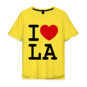 Мужская футболка хлопок Oversize с принтом I love LA в Белгороде, 100% хлопок | свободный крой, круглый ворот, “спинка” длиннее передней части | i love | i love la | i love los angiles | los angiles | лос анджелес | я люблю лос анджелес