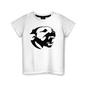 Детская футболка хлопок с принтом Питбуль в Белгороде, 100% хлопок | круглый вырез горловины, полуприлегающий силуэт, длина до линии бедер | злая собака | питбуль