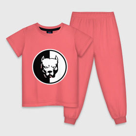Детская пижама хлопок с принтом Pitbull (2) в Белгороде, 100% хлопок |  брюки и футболка прямого кроя, без карманов, на брюках мягкая резинка на поясе и по низу штанин
 | Тематика изображения на принте: pitbull | спартак
