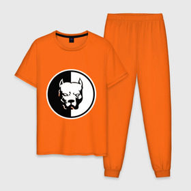 Мужская пижама хлопок с принтом Pitbull (2) в Белгороде, 100% хлопок | брюки и футболка прямого кроя, без карманов, на брюках мягкая резинка на поясе и по низу штанин
 | pitbull | спартак