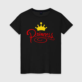 Женская футболка хлопок с принтом Princess (4) в Белгороде, 100% хлопок | прямой крой, круглый вырез горловины, длина до линии бедер, слегка спущенное плечо | princess | девушка | королева | корона | подарок девушке