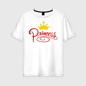 Женская футболка хлопок Oversize с принтом Princess (4) в Белгороде, 100% хлопок | свободный крой, круглый ворот, спущенный рукав, длина до линии бедер
 | princess | девушка | королева | корона | подарок девушке