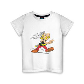 Детская футболка хлопок с принтом Астерикс в Белгороде, 100% хлопок | круглый вырез горловины, полуприлегающий силуэт, длина до линии бедер | Тематика изображения на принте: астерикс | обеликс