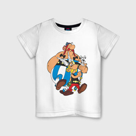 Детская футболка хлопок с принтом Астерикс и обеликс (1) в Белгороде, 100% хлопок | круглый вырез горловины, полуприлегающий силуэт, длина до линии бедер | Тематика изображения на принте: астерикс | обеликс