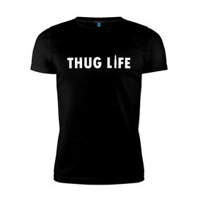Мужская футболка премиум с принтом Thug life в Белгороде, 92% хлопок, 8% лайкра | приталенный силуэт, круглый вырез ворота, длина до линии бедра, короткий рукав | gangsta | gansta | hip | hip hop | hop | rap | пуля | реп | рэп | рэпчина | хип | хип хоп