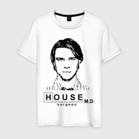 Мужская футболка хлопок с принтом House m.d. Чейз в Белгороде, 100% хлопок | прямой крой, круглый вырез горловины, длина до линии бедер, слегка спущенное плечо. | house | house md | все врут | доктор хауз | доктор хаус | хаус | хью лори | чейз