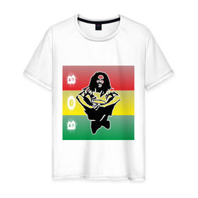 Мужская футболка хлопок с принтом Bob Marley (3) в Белгороде, 100% хлопок | прямой крой, круглый вырез горловины, длина до линии бедер, слегка спущенное плечо. | bob | bob marley | reggae | боб марли | музыка | раста | растаманские | регги
