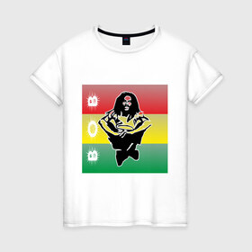 Женская футболка хлопок с принтом Bob Marley (3) в Белгороде, 100% хлопок | прямой крой, круглый вырез горловины, длина до линии бедер, слегка спущенное плечо | bob | bob marley | reggae | боб марли | музыка | раста | растаманские | регги