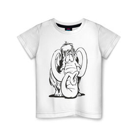 Детская футболка хлопок с принтом Мамонтенок в Белгороде, 100% хлопок | круглый вырез горловины, полуприлегающий силуэт, длина до линии бедер | слон