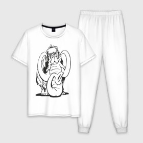 Мужская пижама хлопок с принтом Мамонтенок в Белгороде, 100% хлопок | брюки и футболка прямого кроя, без карманов, на брюках мягкая резинка на поясе и по низу штанин
 | слон